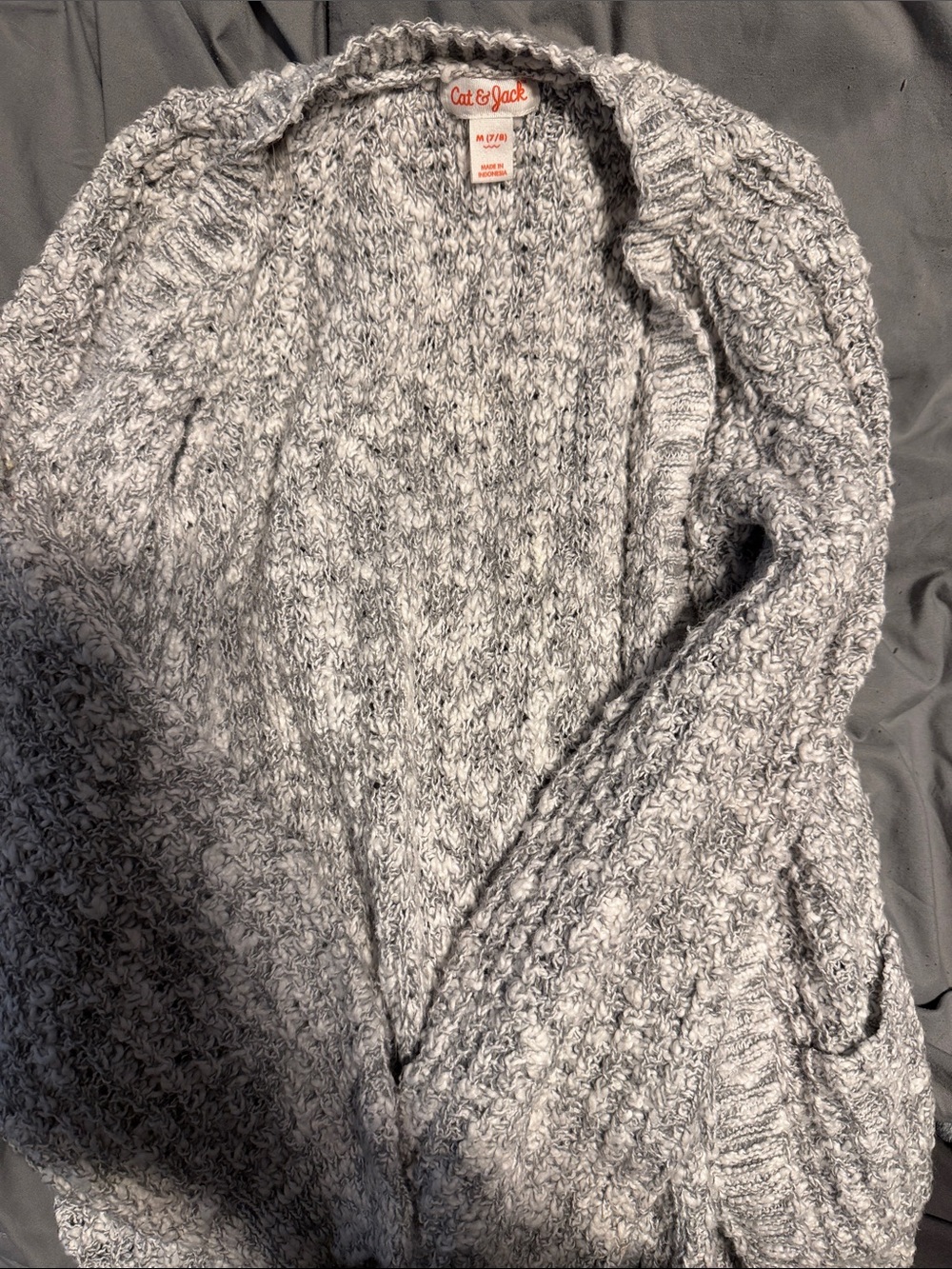 Cat & Jack Light Gray Marled Open-Front Kid’s Cardigan